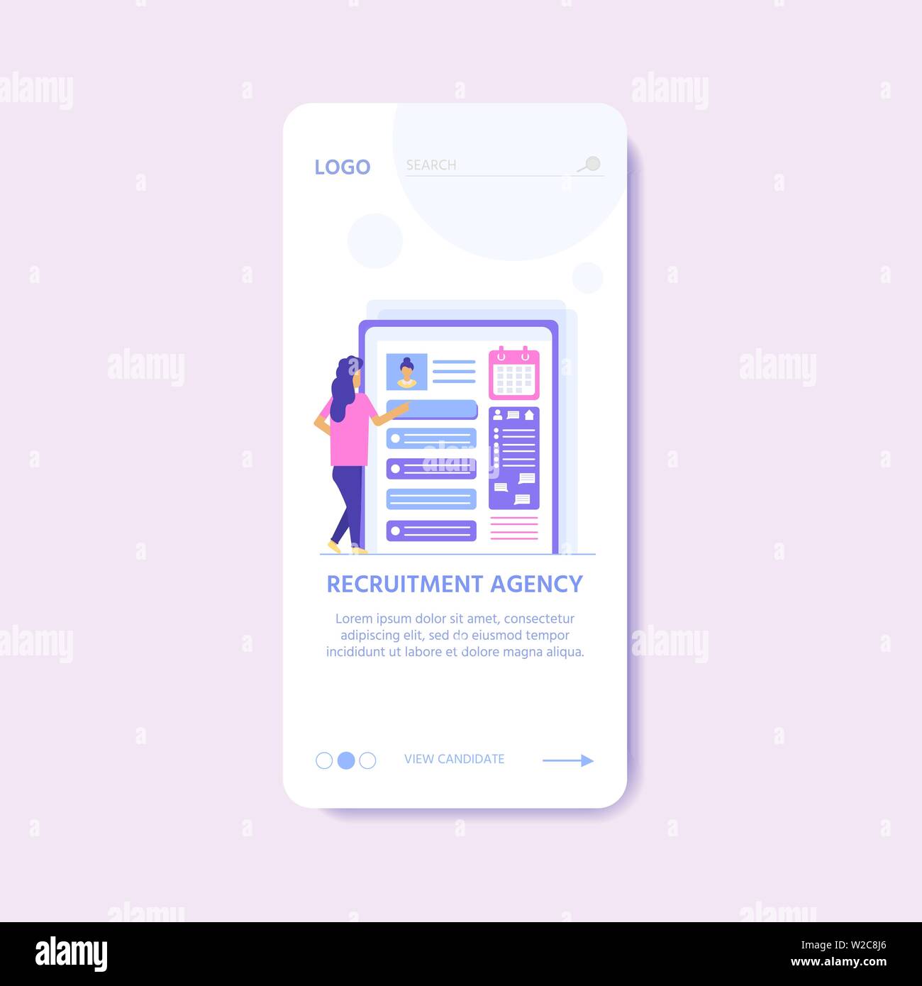 Recruitment Agency Concept With Characters For Documents