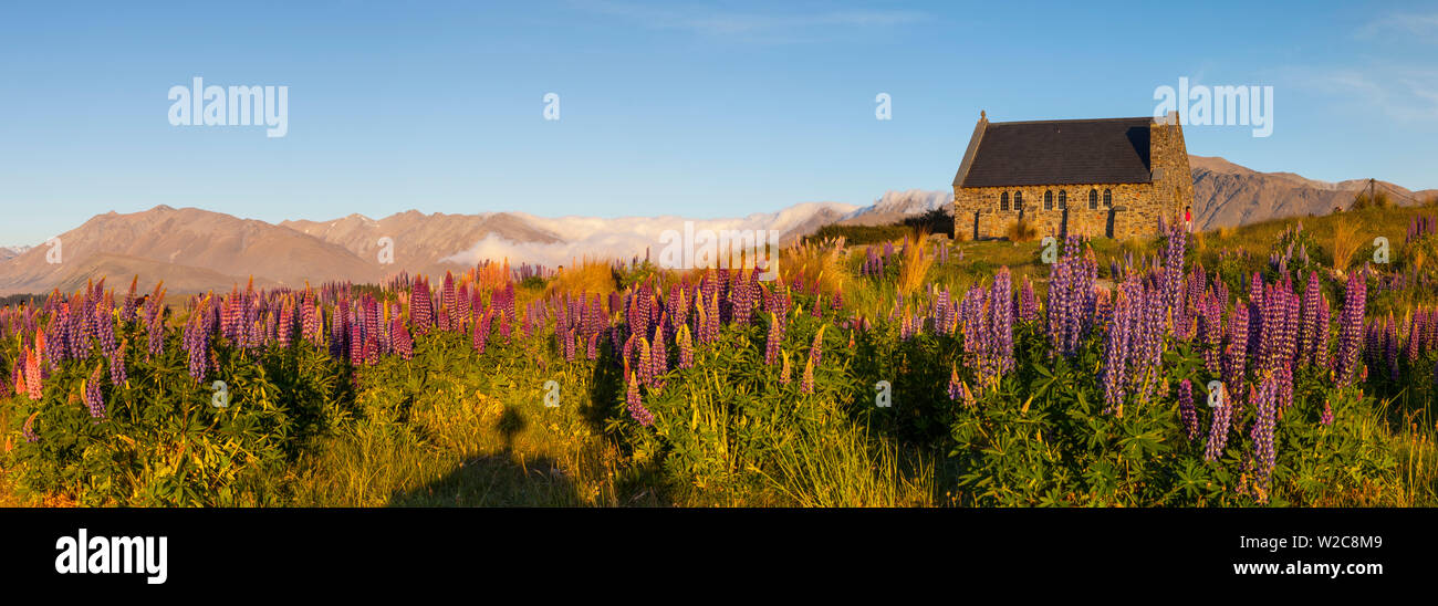 Church of the Good Shepherd, Lake Tekapo, Mackenzie Country, Canterbury, South Island, New Zealand Stock Photo