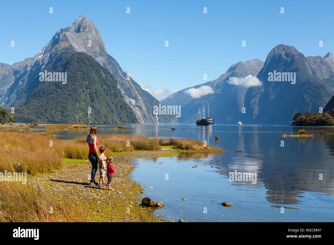 Mitre Peak, Milford Sound, Fiordland National Park, South Island, New Zealand Stock Photo