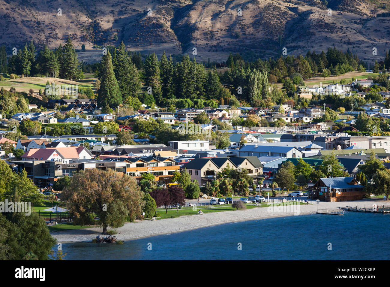 New Zealand, South Island, Otago, Wanaka, elevated town view Stock Photo