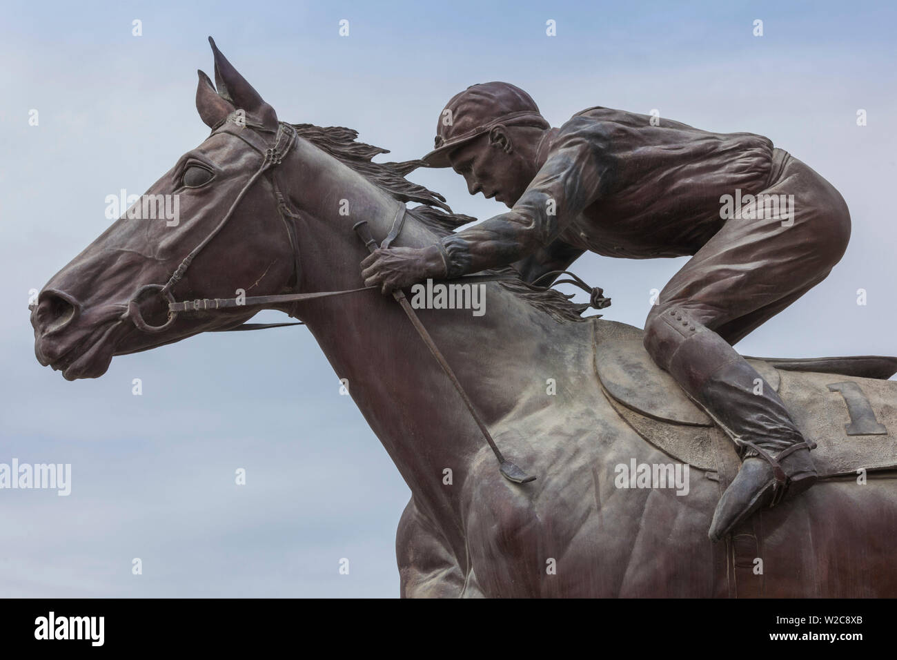 New Zealand, South Island, Canterbury, Timaru, statue of Phar Lap, champion racing horse Stock Photo