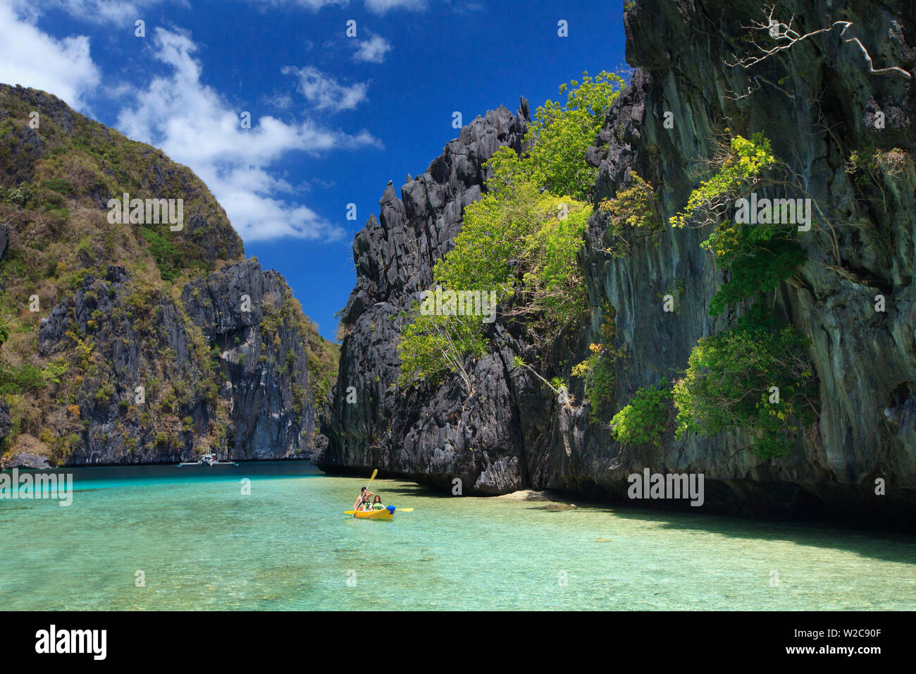 Philippines, Palawan, El Nido, Miniloc Island, Small Lagoon Stock Photo