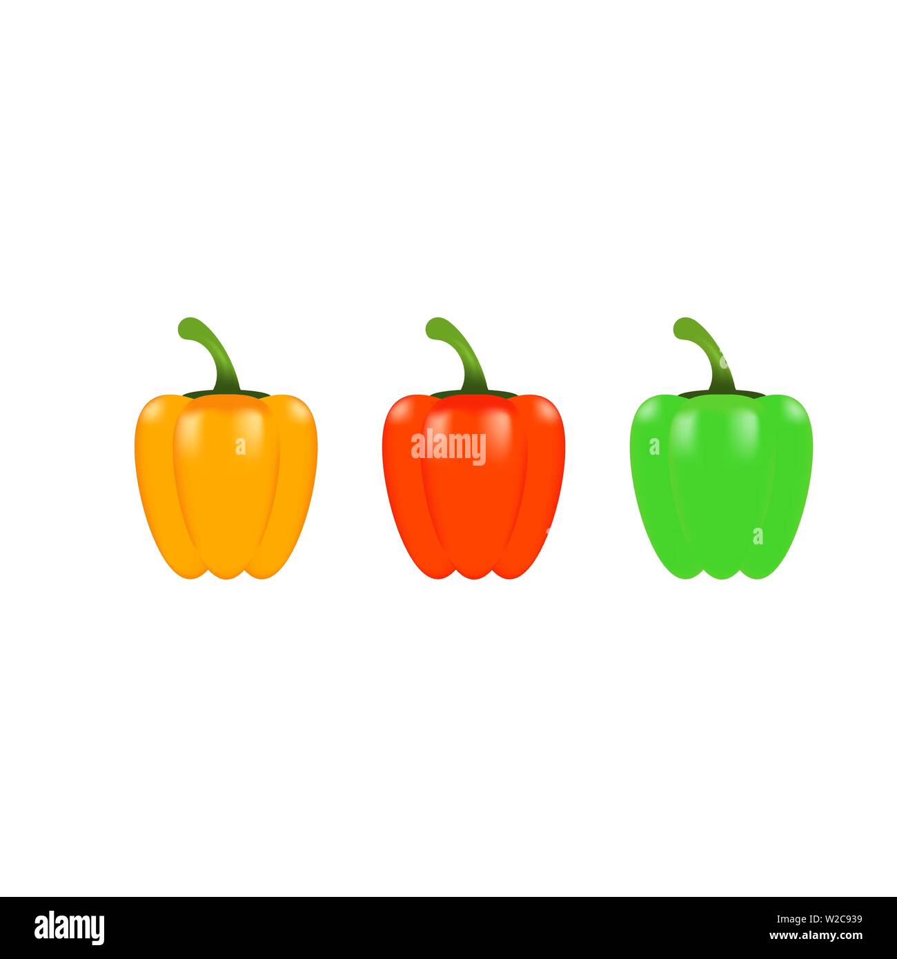 Healthy vegetables with ripe pepper vitamins and minerals isolated on white background. Quality