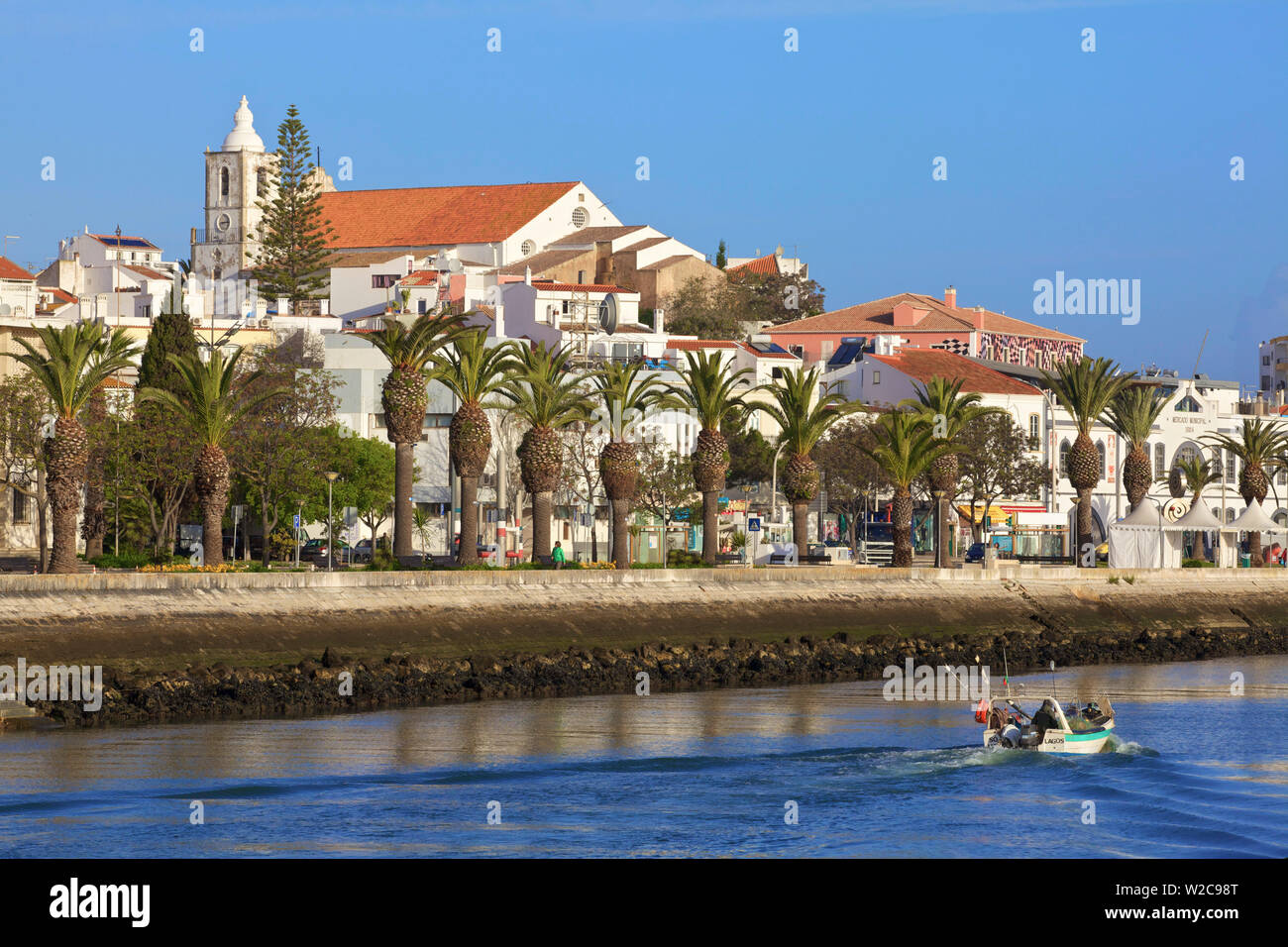Marina and City of Lagos, Lagos, Western Algarve, Algarve, Portugal, Europe Stock Photo