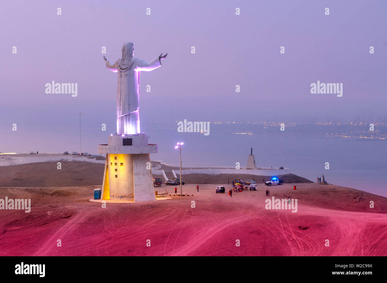Peru, Lima, Christo del Pacifico, Statue Of Jesus Christ, Overlooking The Pacific, 37 Meters High, Located On Morro Solar, Replica Of Christ The Redeemer In Rio, Chorrillos District Stock Photo