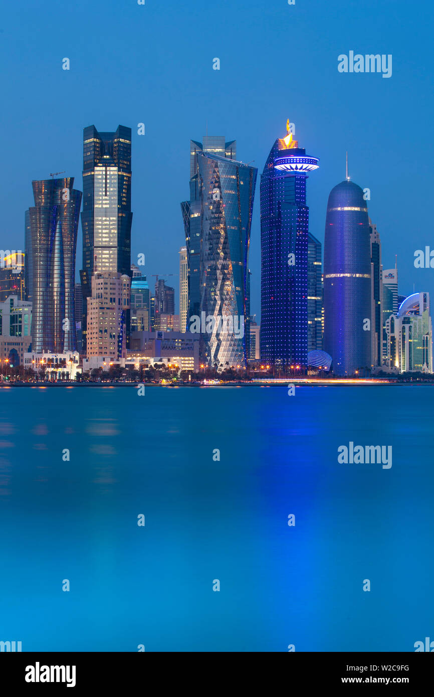 Qatar, Doha, new skyline of the West Bay central financial district of Doha Stock Photo
