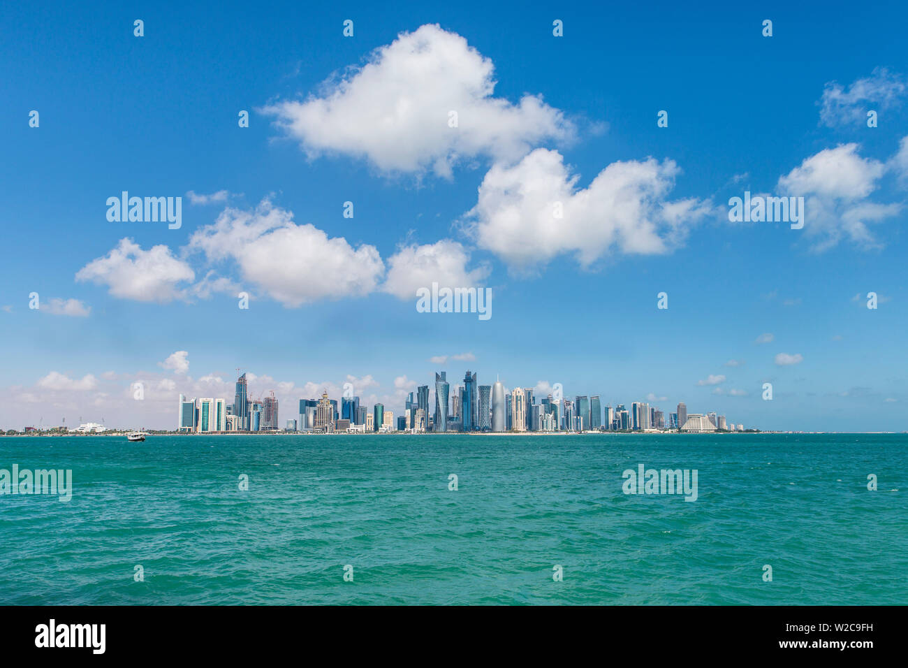 Qatar, Doha, new skyline of the West Bay central financial district of Doha Stock Photo