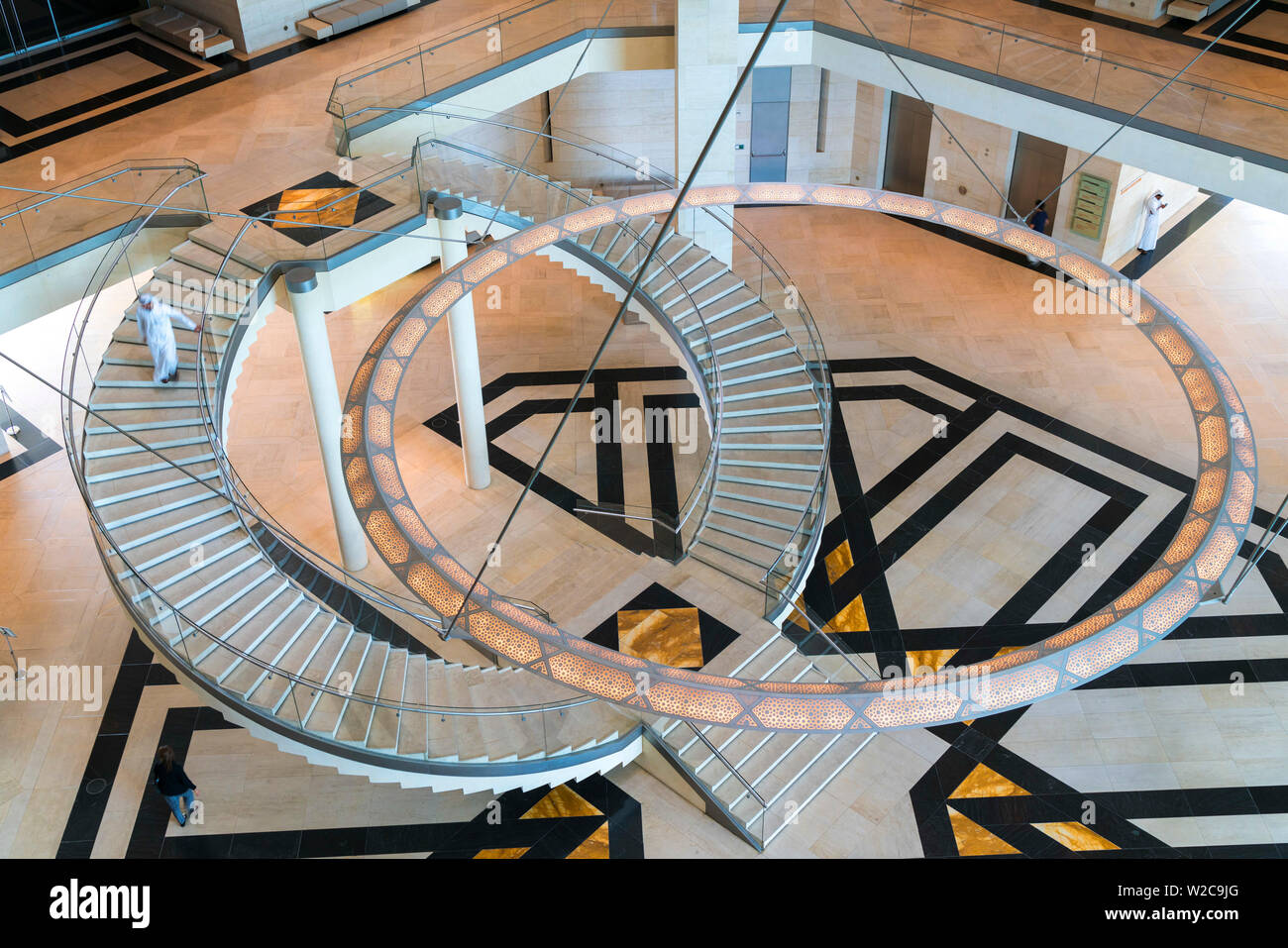 Entrance hall & stairs, Museum of Islamic Art, Doha, Qatar Stock Photo