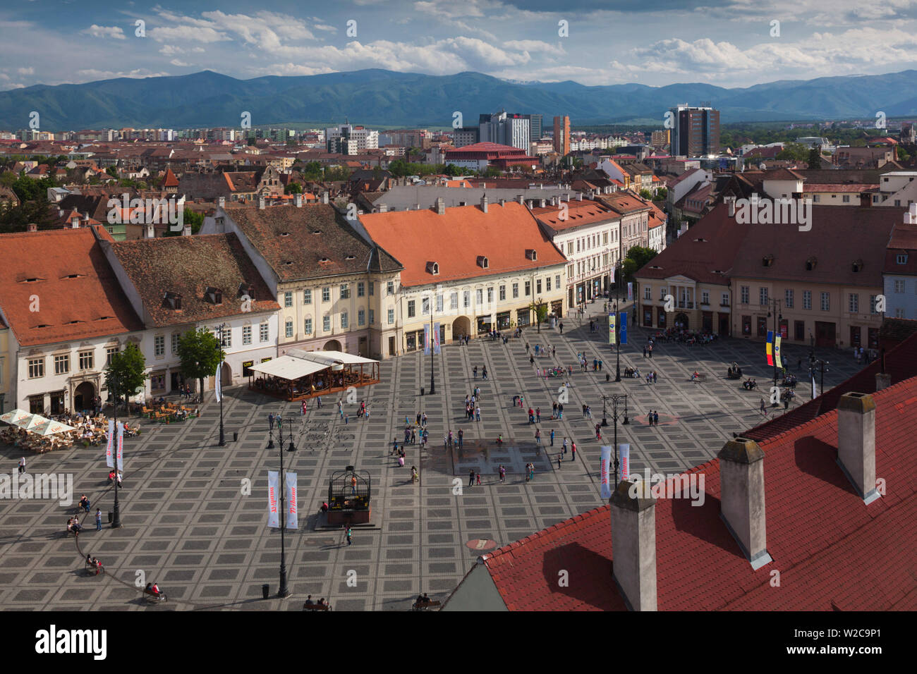 Sibiu, Transylvania, Romania central square at night time. Hermannstadt  city Stock Photo - Alamy