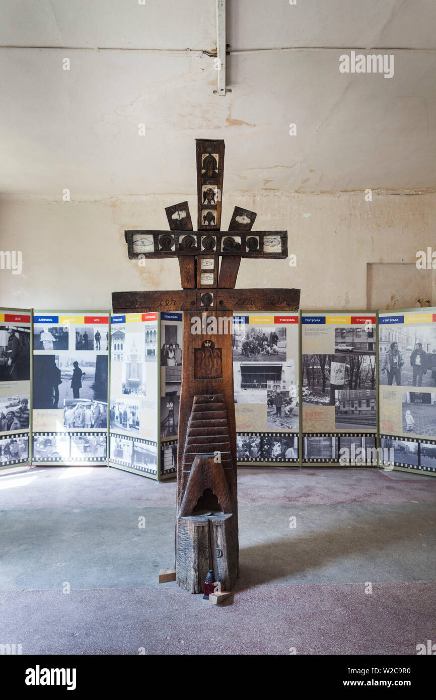 Romania, Banat Region, Timisoara, Permanent Exhibition of the 1989 Revolution, wooden cross Stock Photo