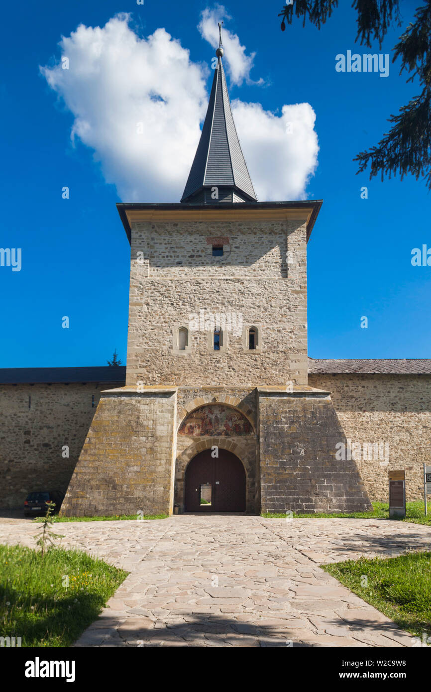 Romania, Bucovina Region, Bucovina Monasteries, Sucevita, Sucevita Monastery, 16th century, exterior Stock Photo