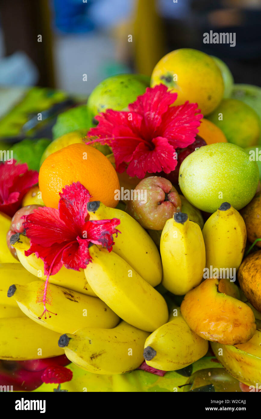 Tropical fruits, Anse Source d'Argent beach, La Digue, Seychelles Stock Photo