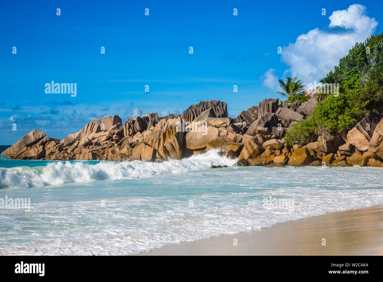 Petite Anse beach, La Digue, Seychelles Stock Photo