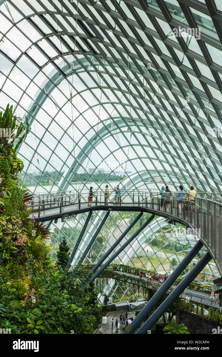 Singapore, Gardens By The Bay, Cloud Forest indoor botanical garden, elevated walkway Stock Photo