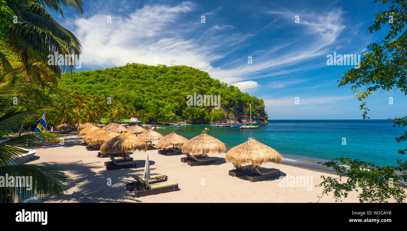 Caribbean, St Lucia, Soufriere, Anse Chastanet, Anse Chastanet Beach Stock Photo
