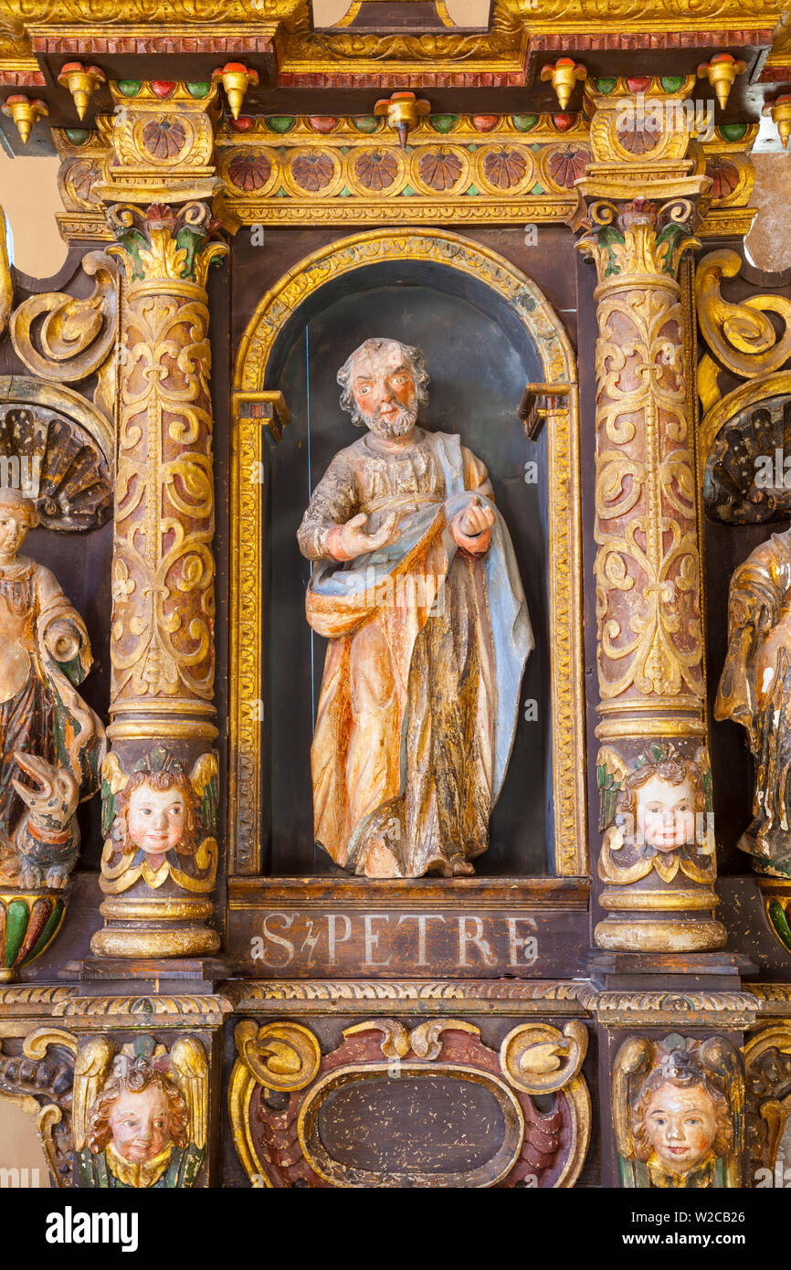 Ornately Carved Alter Piece in Bled Castle's 16th century chapel, Bled Castle, Lake Bled, Bled, Upper Carniola, Julian Alps, Slovenia Stock Photo