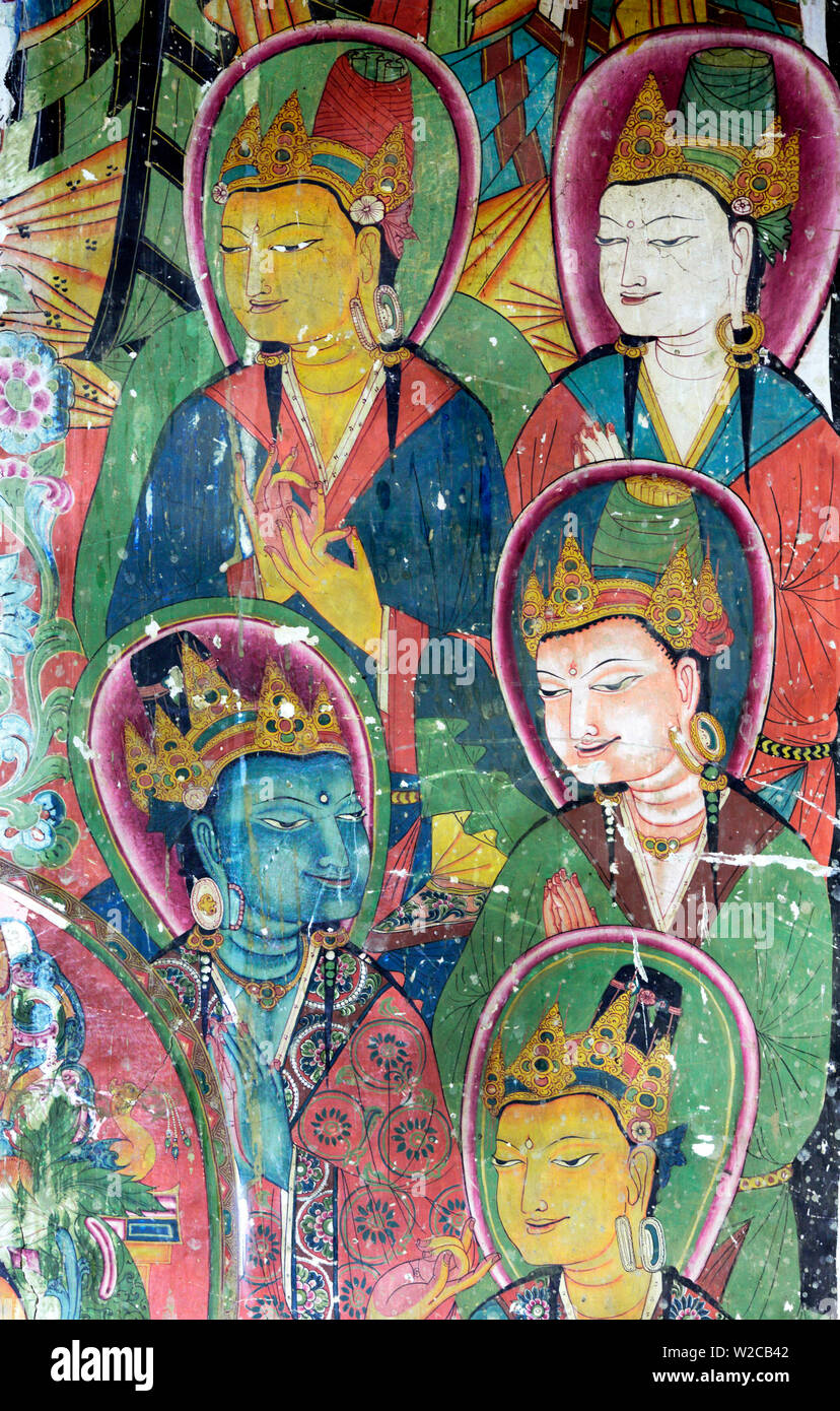 Mural painting (11th century), Dratang Monastery, Lhoka (Shannan) Prefecture, Tibet, China Stock Photo
