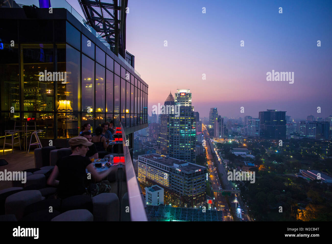 Rooftop bar at So Sofitel Hotel, Lumphini Park, Bangkok, Thailand Stock Photo