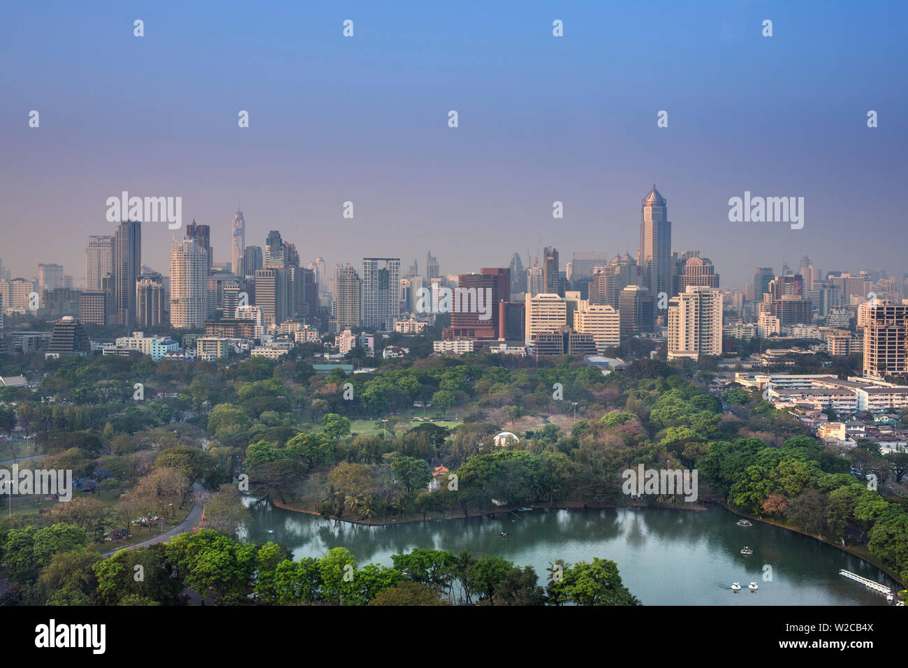 City Skyline and Lumphini Park, Bangkok, Thailand Stock Photo