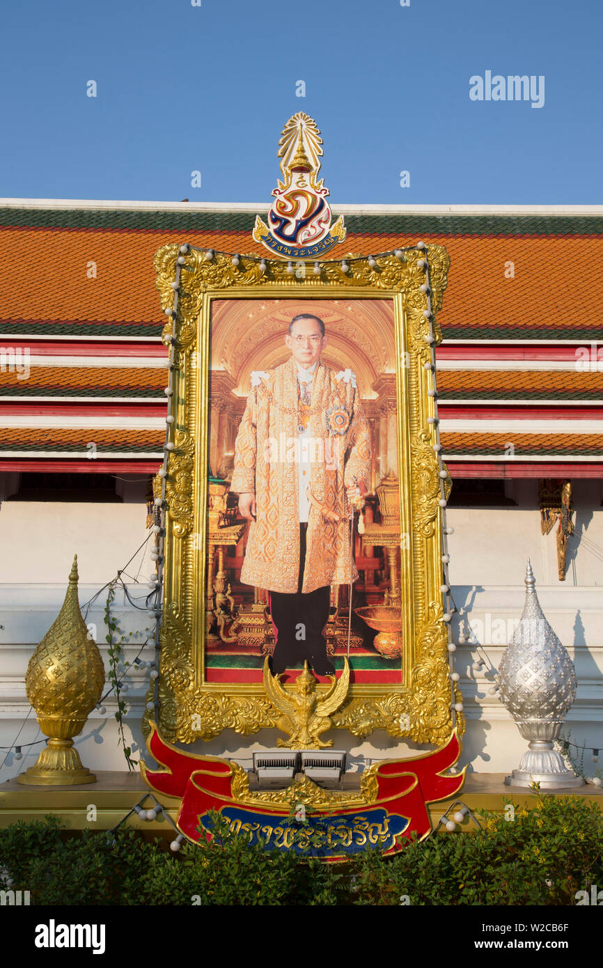 Portrait of the King of Thailand, Wat Pho, Bangkok, Thailand Stock Photo