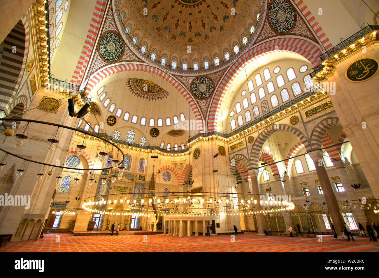 Interior Of Suleymaniye Mosque Istanbul Turkey Stock Photo