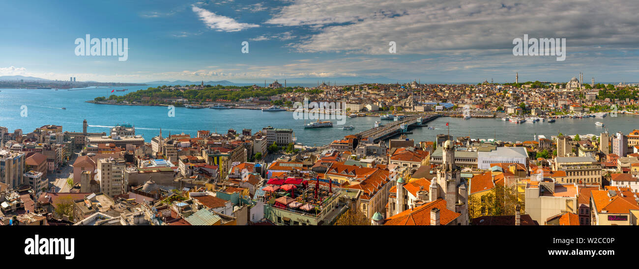 Turkey, Istanbul, Beyoglu, View across Golden Horn to Sultanahmet Stock Photo