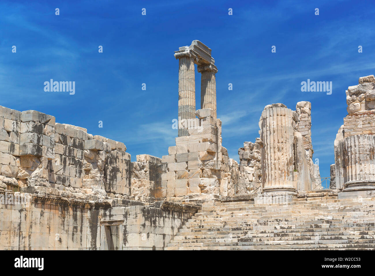 Ruins of ancient Temple of Apollo, Didyma, Aydin Province, Turkey Stock Photo