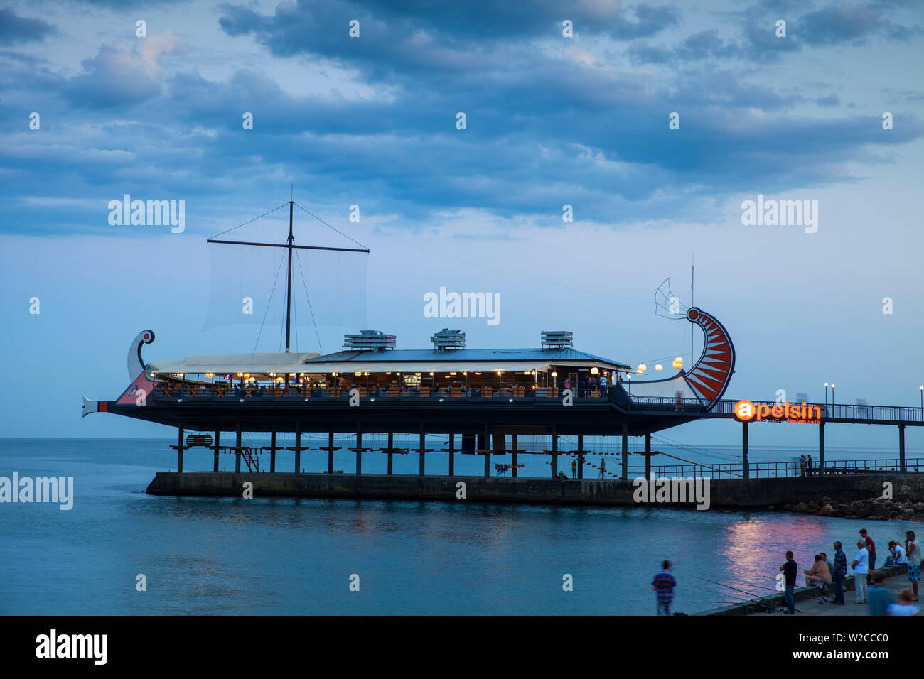 Ukraine, Crimea, Yalta, Golden Fleece Restaurant over Yalta Bay Stock