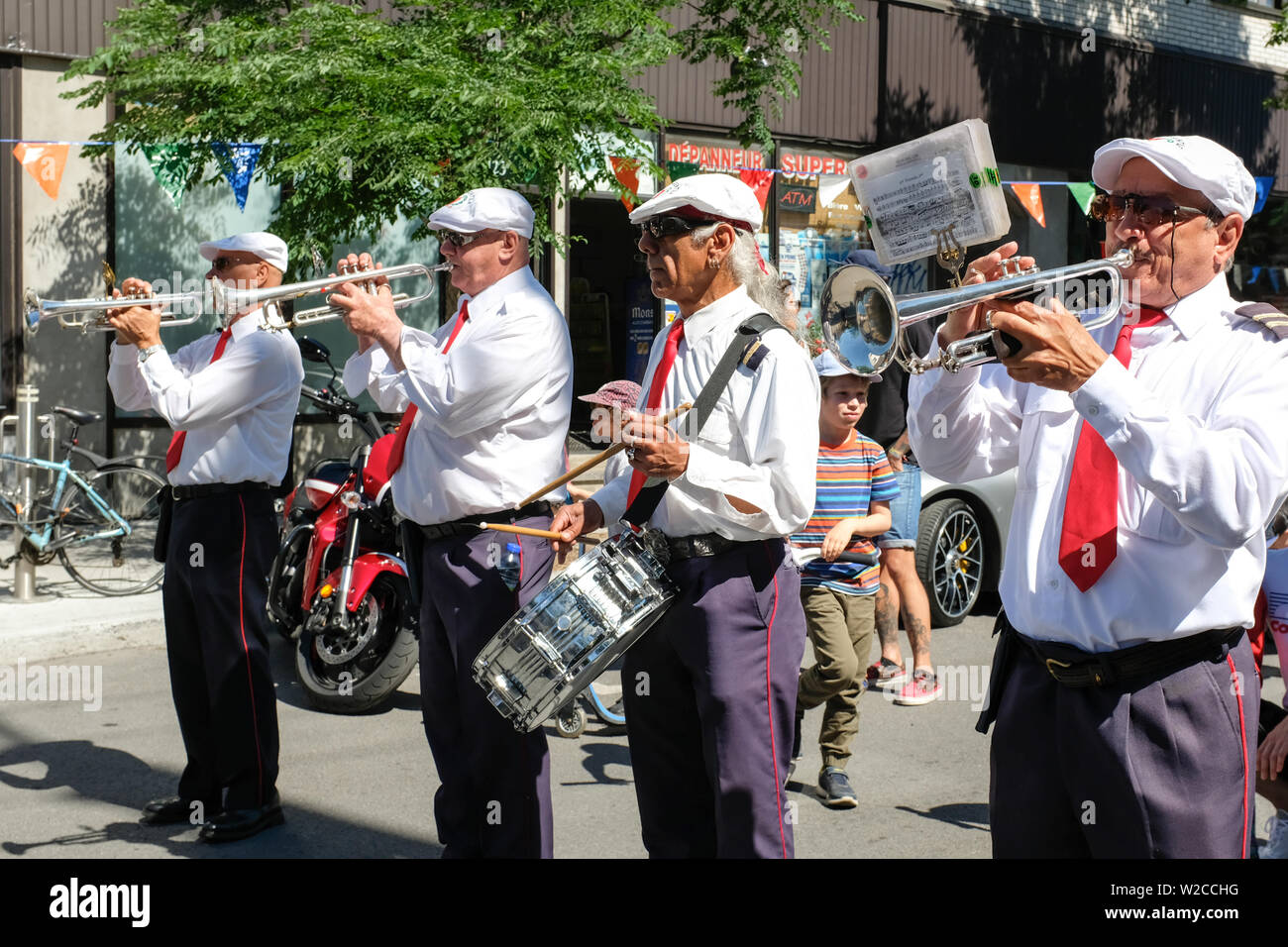 Italian Marching Band in Mile End Montreal Stock Photo