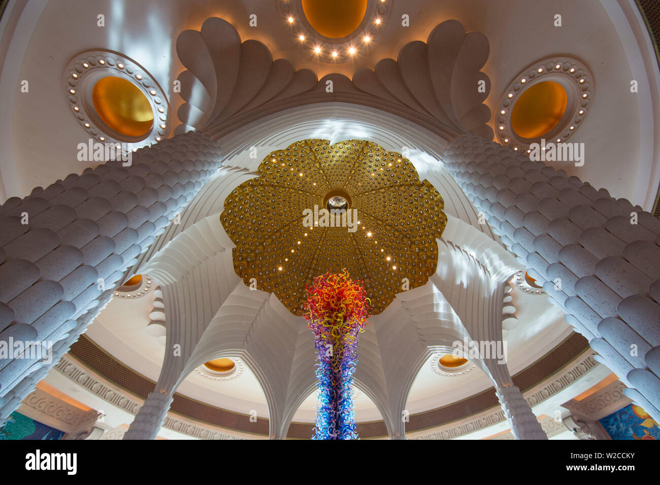 Lobby of the Atlantis Hotel, Palm Jumeirah, Dubai, United Arab Emirates Stock Photo