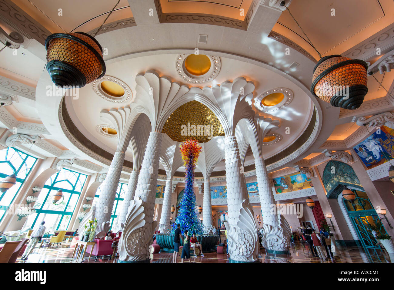 Lobby of the Atlantis Hotel, Palm Jumeirah, Dubai, United Arab Emirates Stock Photo