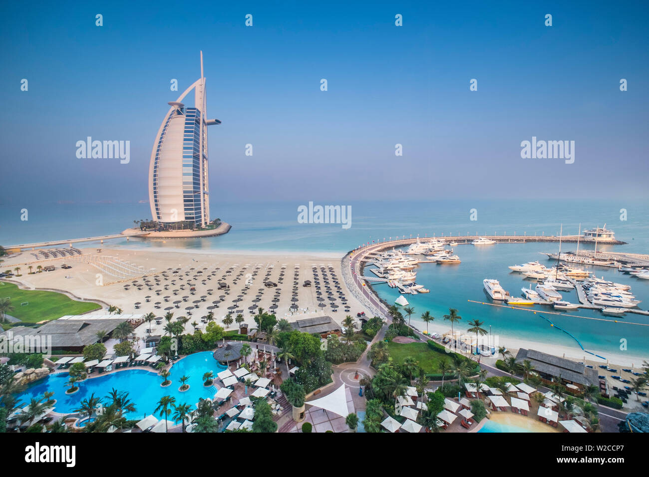 Burj al Arab, from the Jumeirah Beach Hotel, Dubai, UAE Stock Photo