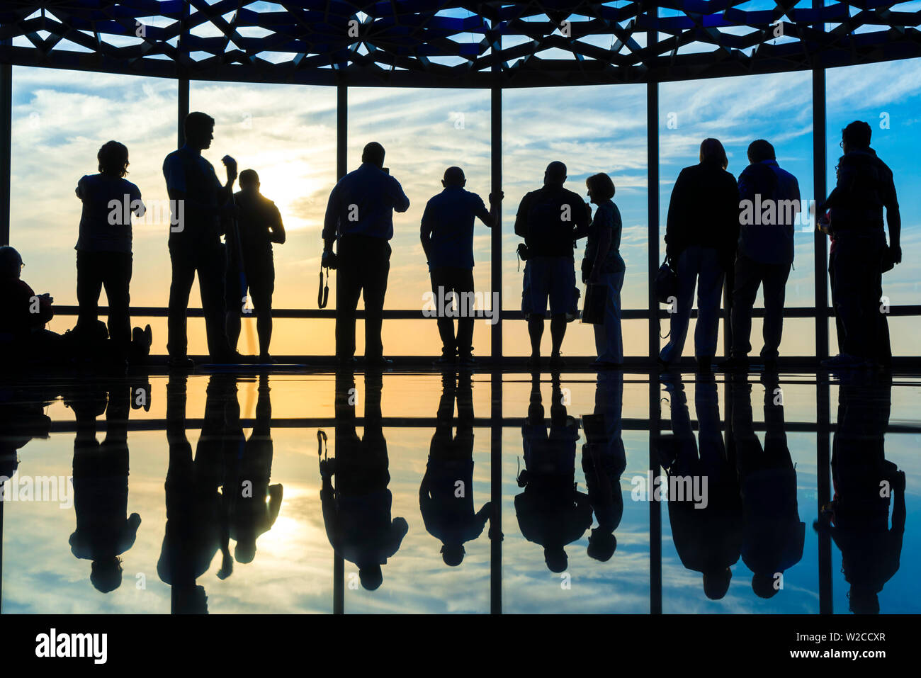 Viewing platform, Observation Deck, Burj Khalifa, United Arab Emirates, U.A.E. Stock Photo