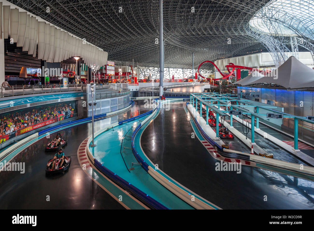 UAE, Abu Dhabi, Yas Island, Ferrari World Amusement Park, Karting Academy ride Stock Photo