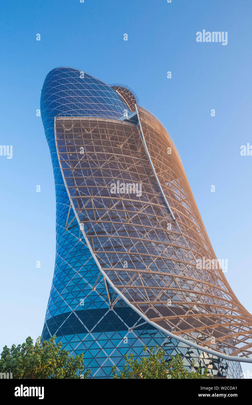 UAE, Abu Dhabi, Al Safarat Embassy Area, Capital Gate Tower Stock Photo