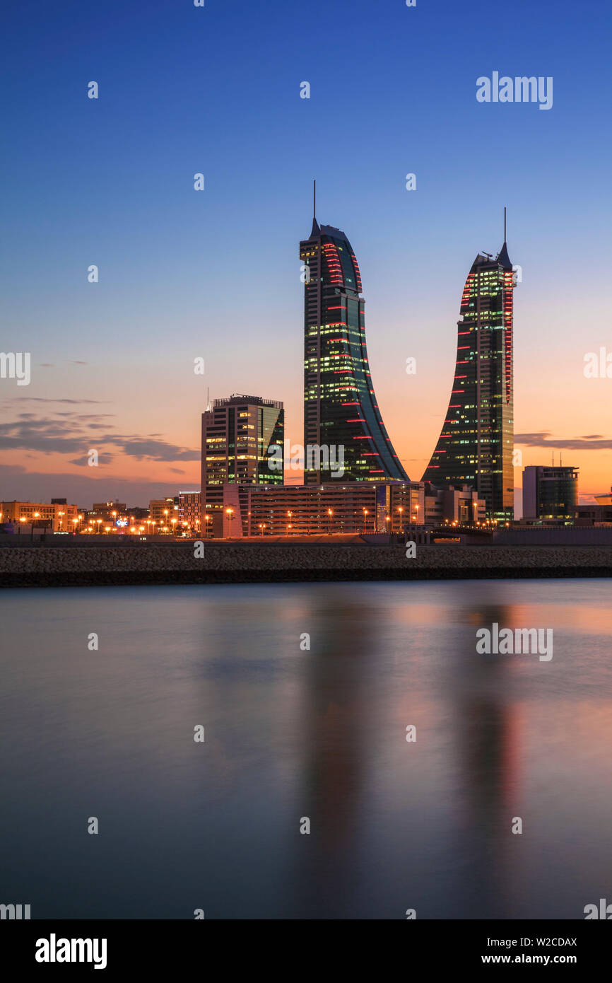 Bahrain, Manama, Bahrain Financial Harbour, Harbour Towers Stock Photo