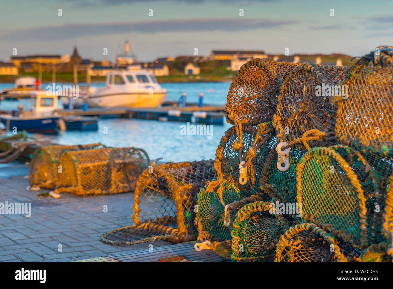 UK, Scotland, Argyll and Bute, Islay, Port Ellen, Loch Leodamais, Lobster Pots Stock Photo