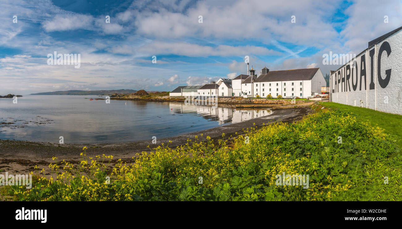 UK, Scotland, Argyll and Bute, Islay, Loch Laphroaig, Laphroaig Whisky Distillery Stock Photo