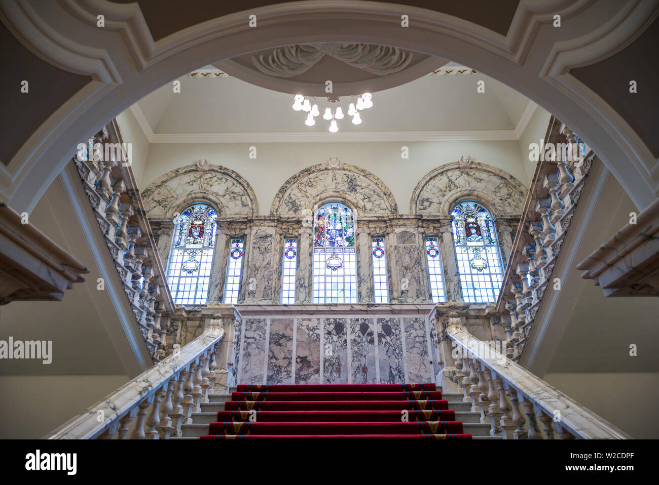 UK, Northern Ireland, Belfast, Belfast City Hall, interior, staircase Stock Photo