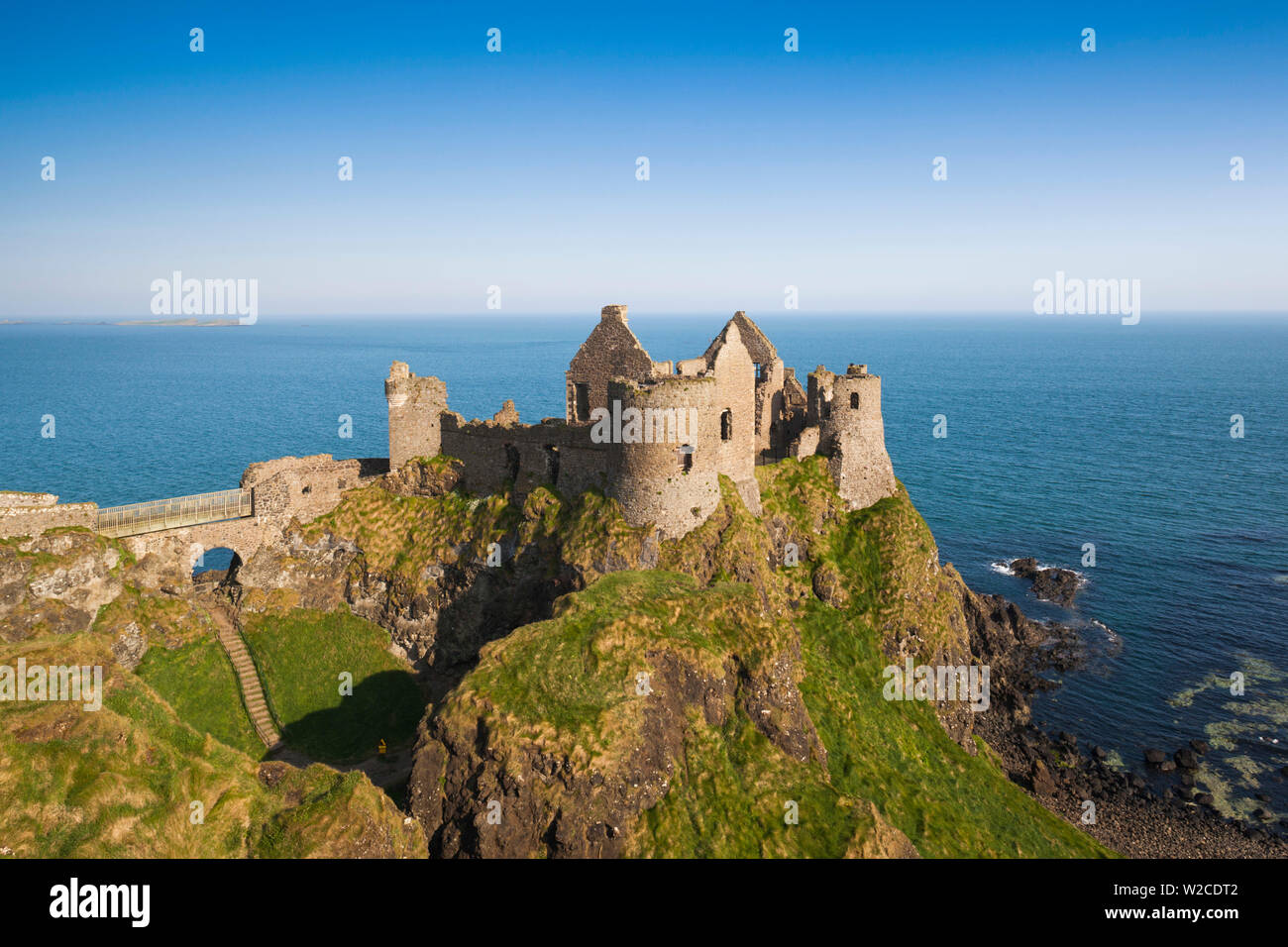 UK, Northern Ireland, County Antrim, Bushmills, Dunluce Castle ruins Stock Photo