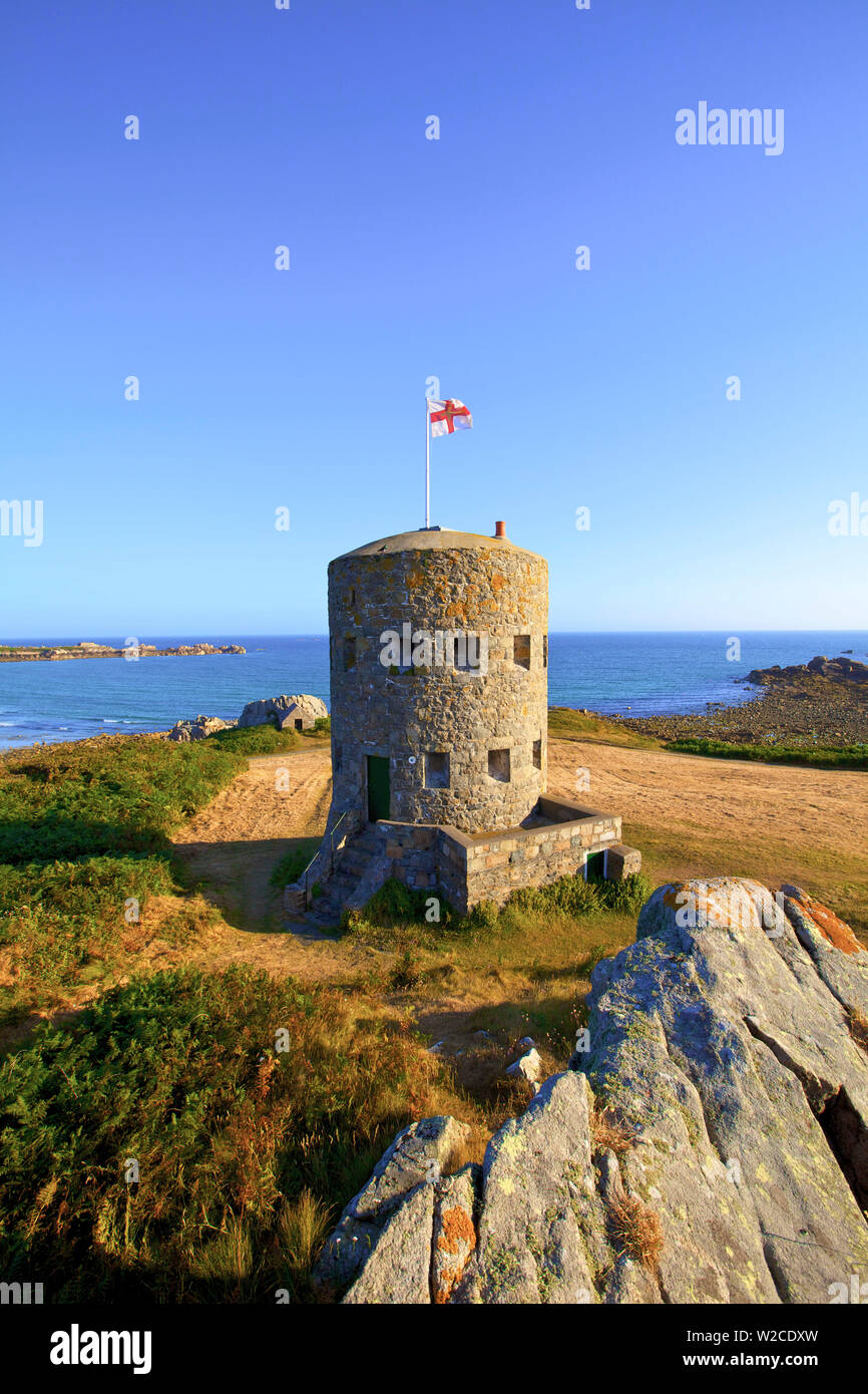 Martello Tower No 5, L'Ancresse Bay, Guernsey, Channel Islands Stock Photo