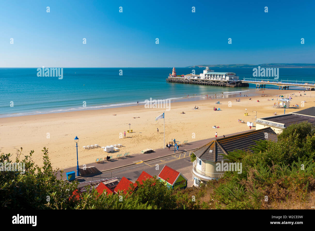 UK, England, Dorset, Bournemouth, East Cliff Beach, Main Pier Stock Photo