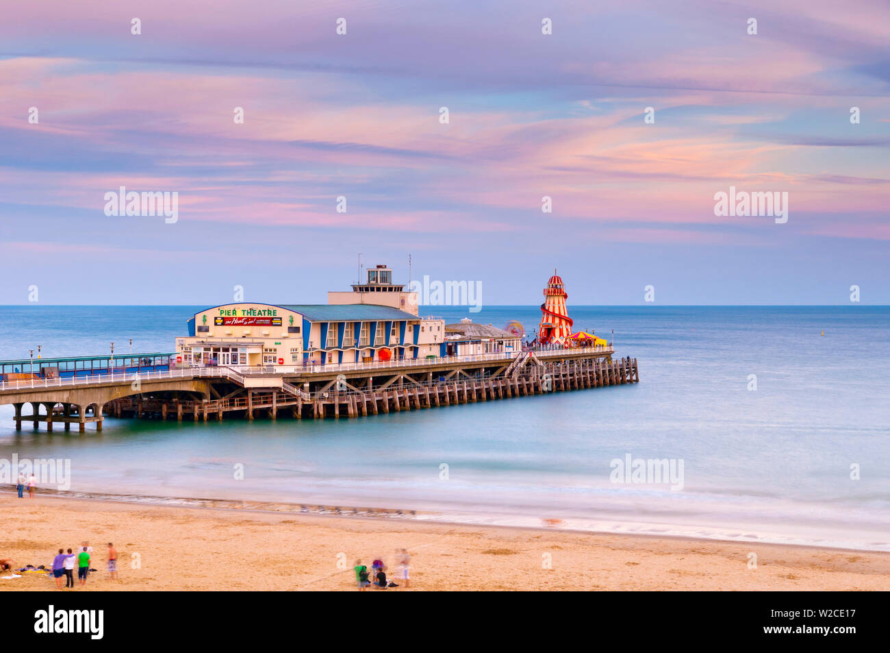 UK, England, Dorset, Bournemouth, West Cliff Beach,Main Pier Stock Photo