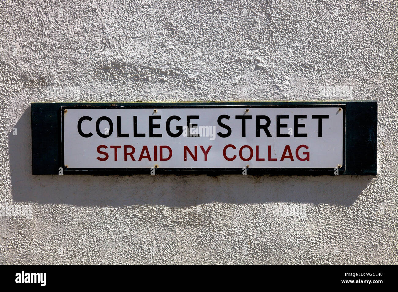Bilingual Street Sign, Ramsey, Isle of Man Stock Photo