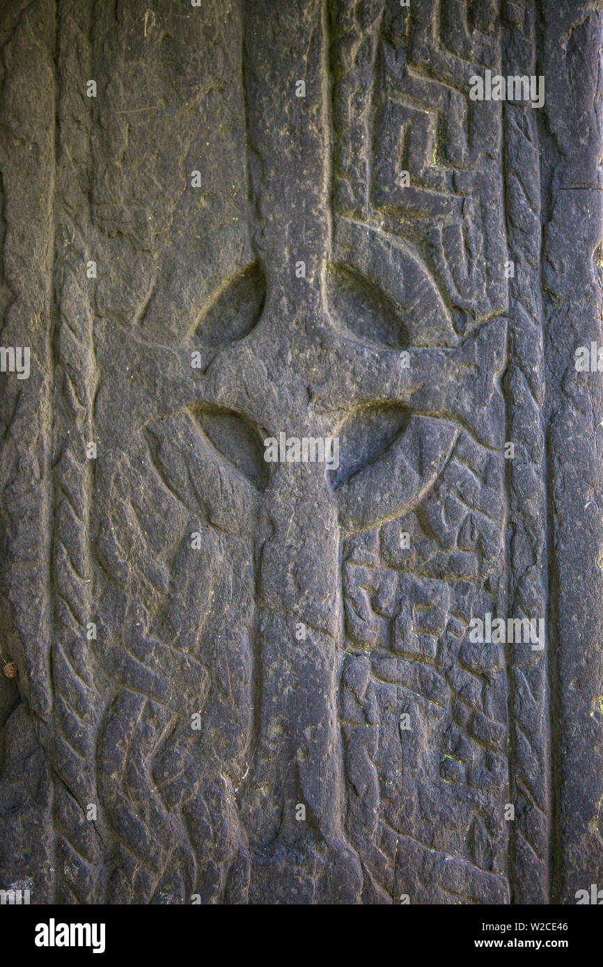 Early Christian Slabs,  Maughold Church, Maughold, Isle of Man Stock Photo