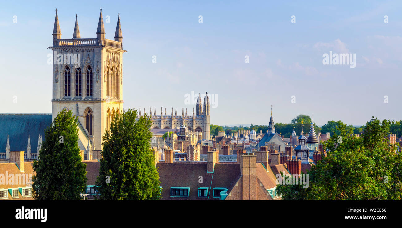 UK, England, Cambridge, St. John's College Capel tower, King's College Chapel and other university buildings beyond Stock Photo