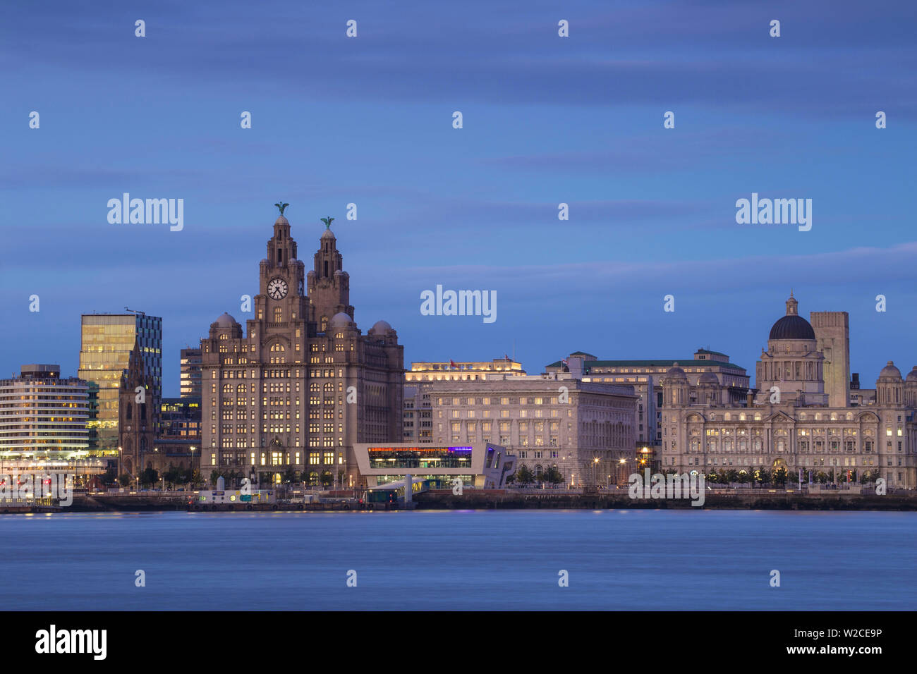 United Kingdom, England, Merseyside, Liverpool, View of Liverpool skyline - The Port of Liverpool Building Stock Photo