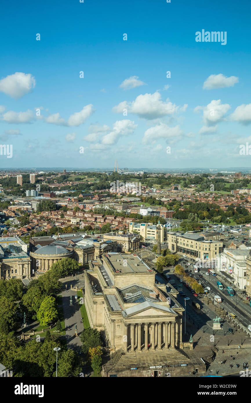 United Kingdom, England, Merseyside, Liverpool, View of City looking towards St George's Hall a Grade I listed building Stock Photo