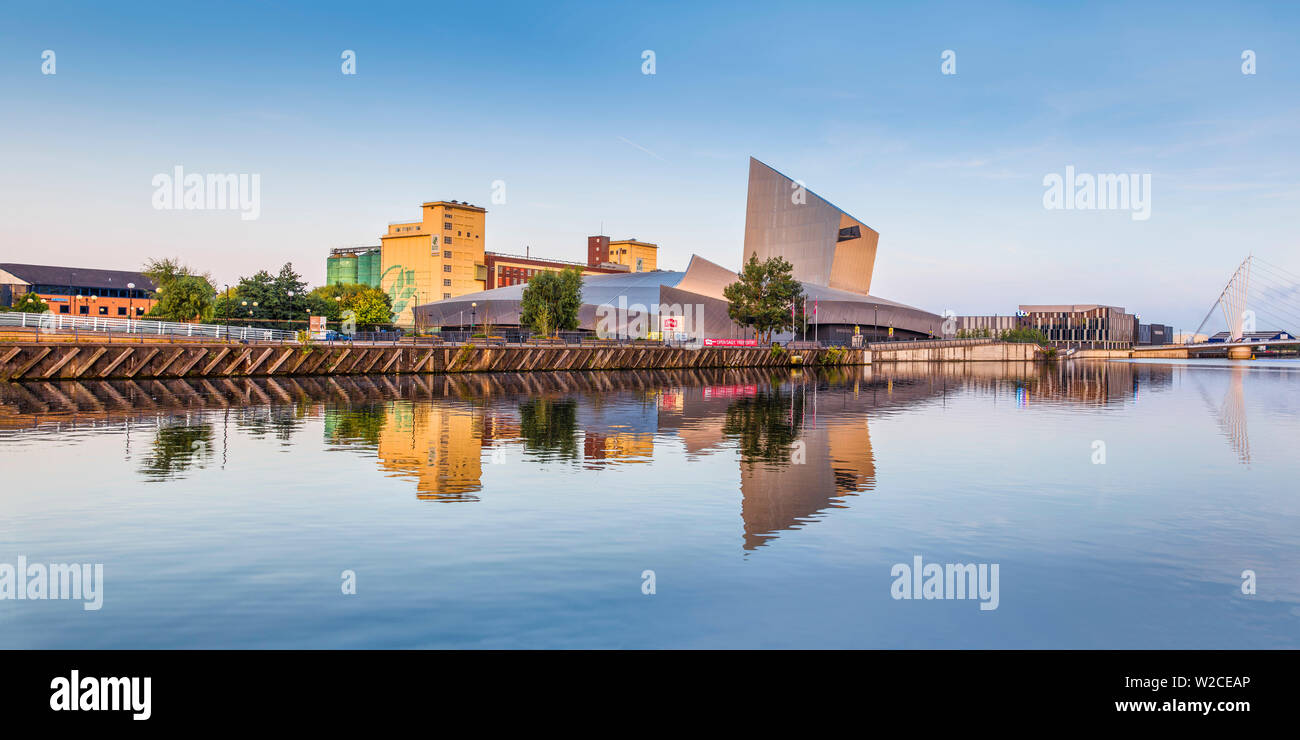 United Kingdom, England, Greater Manchester, Manchester, Salford, Salford Quays, Imperial War Museum North, Rank Hovis building and ITV studios Stock Photo