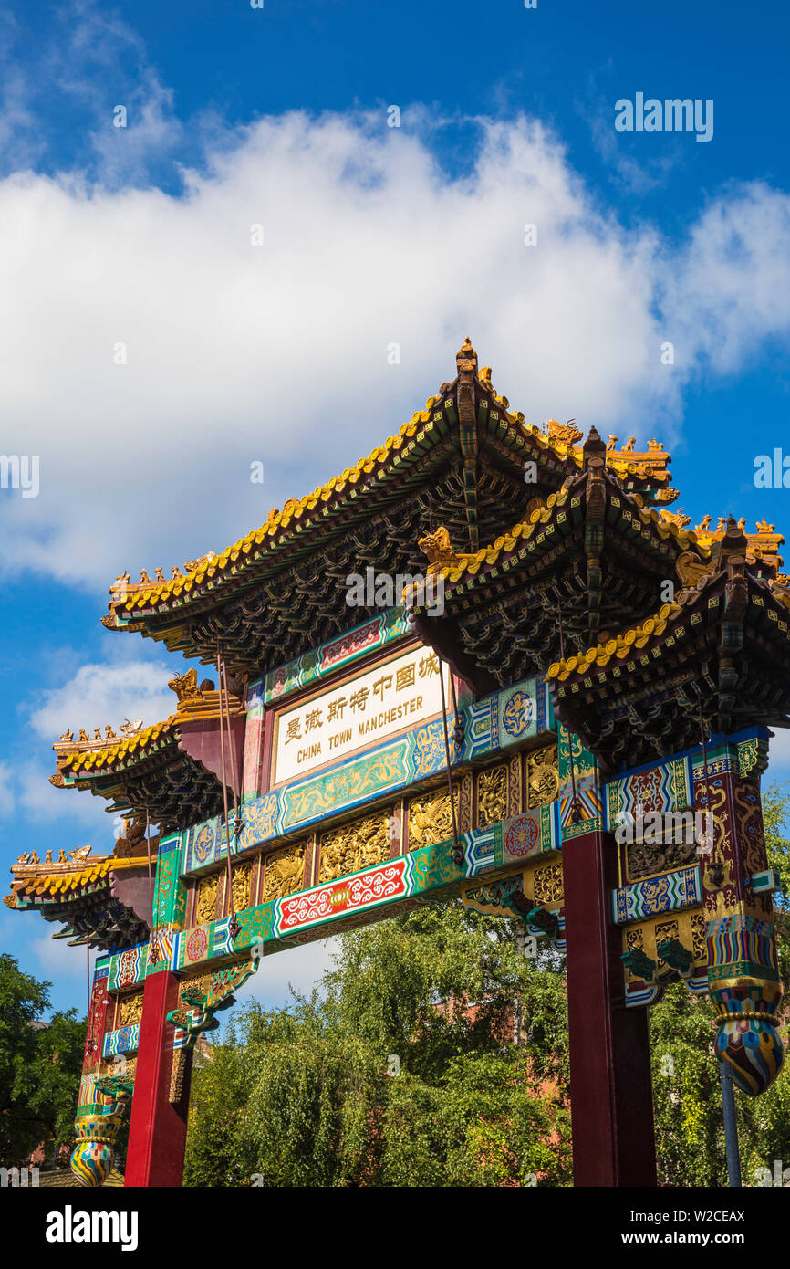 United Kingdom, England, Greater Manchester, Manchester, China Town entrance gate Stock Photo